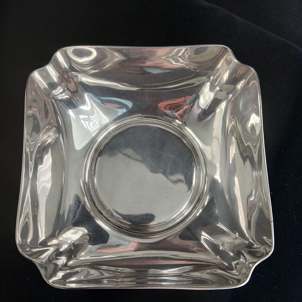 Vintage Reed & Barton Silver Plate Bowl, 1947 Fluted Square Dish